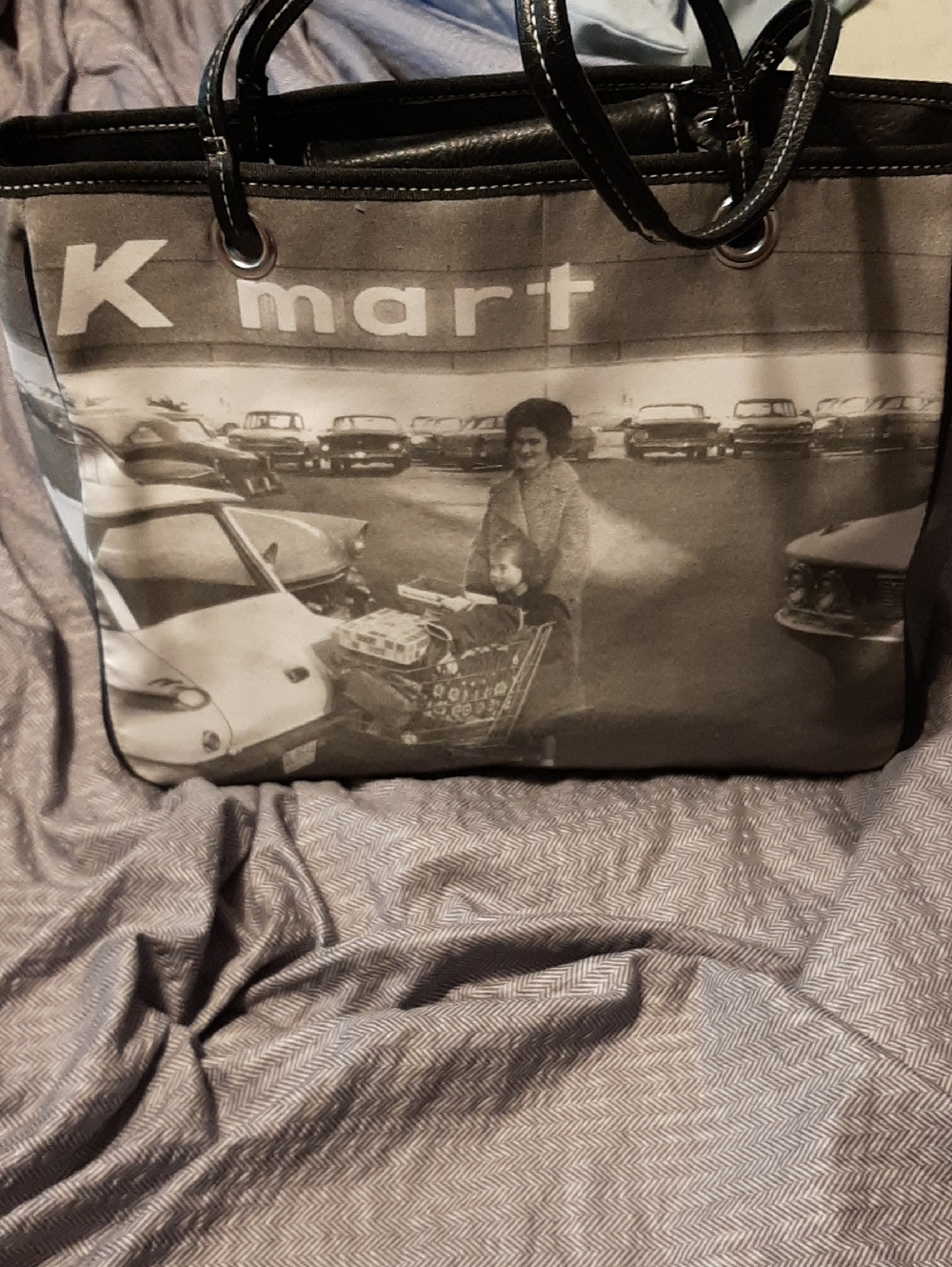 Kmart Vintage Graphic Shopper Tote in Black and White - Picture 2 of 5